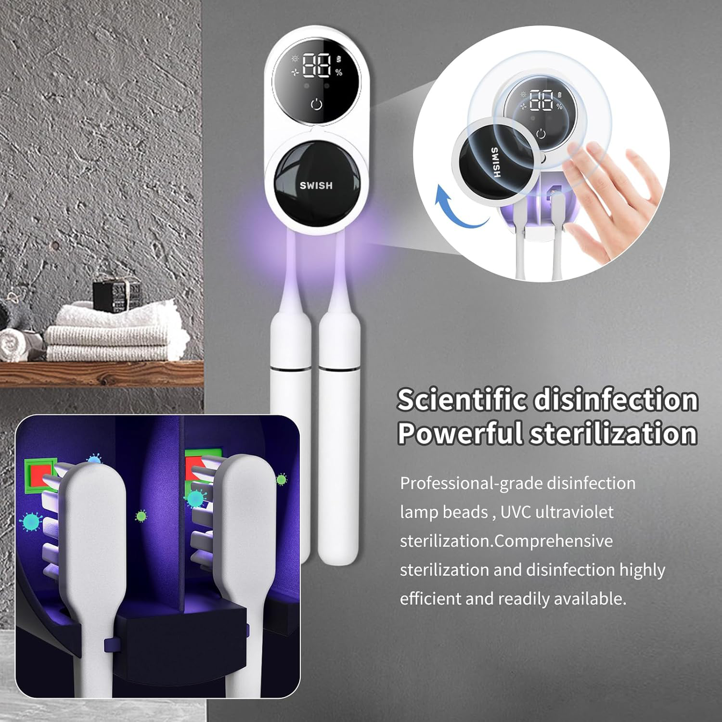 SWISH GermGuard+ UV-C Toothbrush Sterilizer